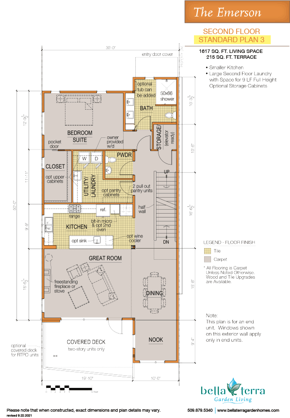 Emerson townhouse main floor options