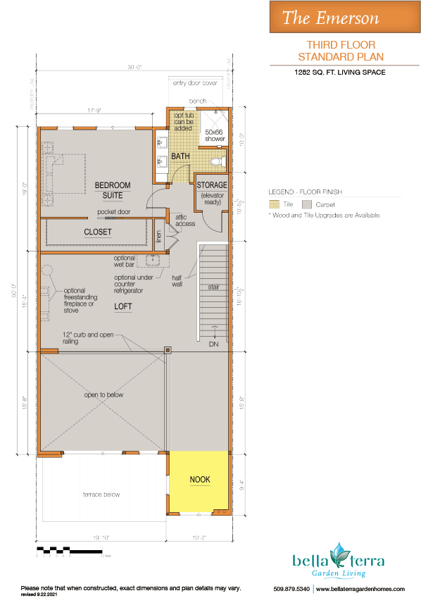 The three-story Emerson townhouse provides additional bedrooms and a den/loft.