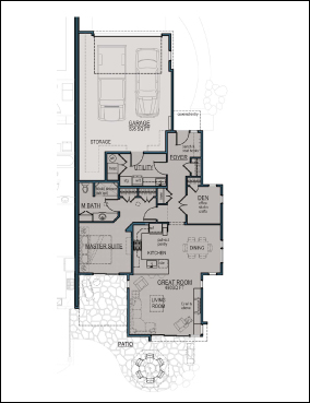 The Thoreau condo floor plan with den.
