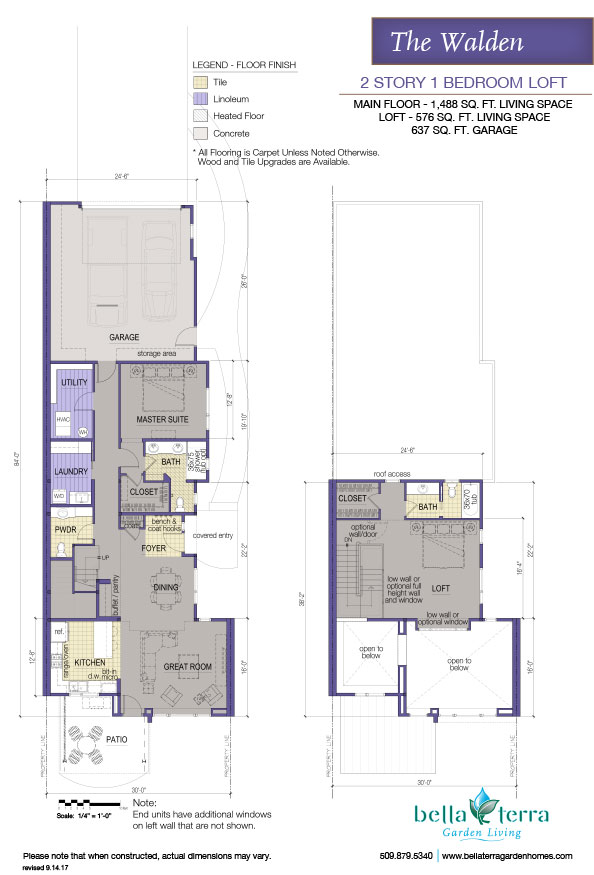 The two story Walden condo floor plan with loft and full bath.

