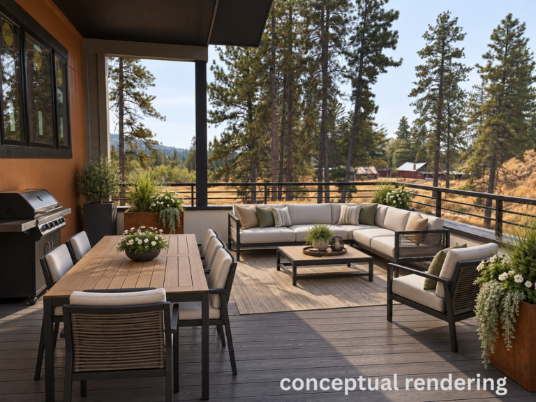Conceptual rendering of the 2nd floor townhome terrace.